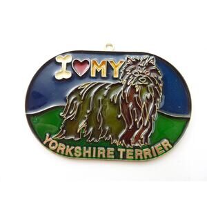 I Love My Yorkshire Terrier Stain Glass Style/Faux